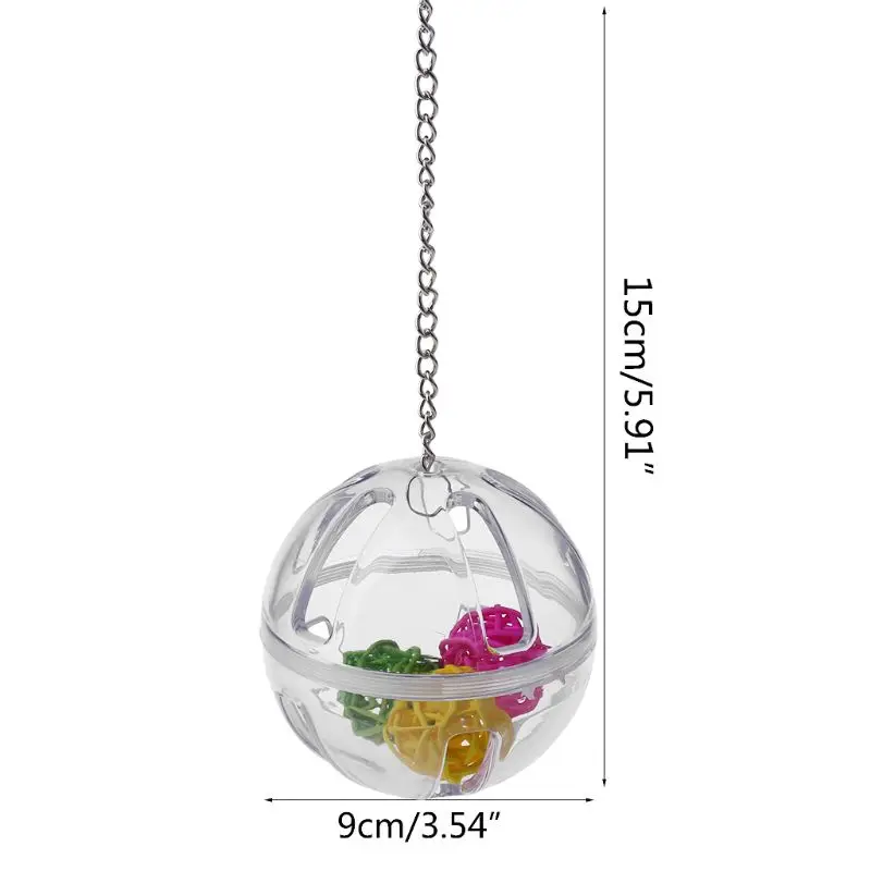 

Parrot Chew Toy Hanging Acrylic Stand Foraging Ball with Balls Inside Bird Cage