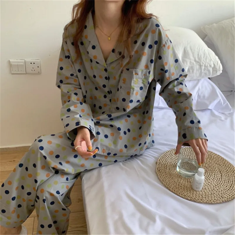 CAIYIER Autumn Winter Women Pajamas Set Korean Striped Print Girls Sleepwear Lingerie Ladies Lounge Sets Kawaii Homewear M-2XL