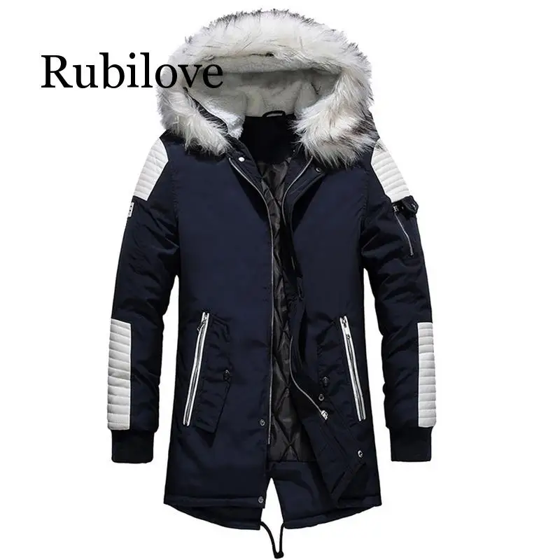 

Rubilove 2019 Winter Men Hooded Oversized Black Long Windproof Warm Jackets Upper Garments Streetwear Coat
