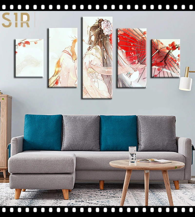 

Anime Movie Posters Wall Art 5 Pieces Canvas Painting Poster Pictures Home Decor Living Room HD Printed Poster Wall Painting