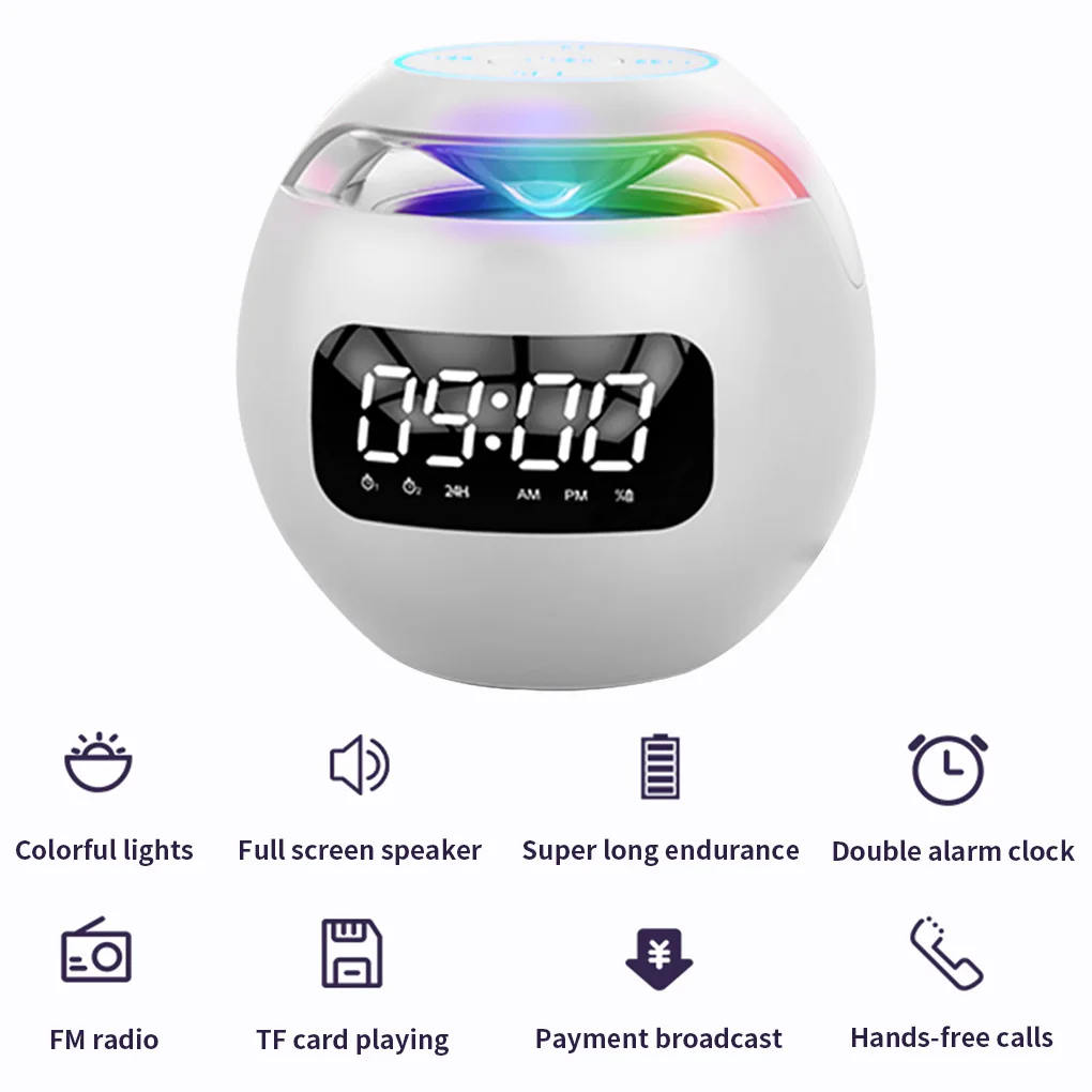 

Mini Bluetooth Speaker Wireless Bluetooth Sound box with LED Display Alarm Clock Hifi TF Card MP3 Music Play