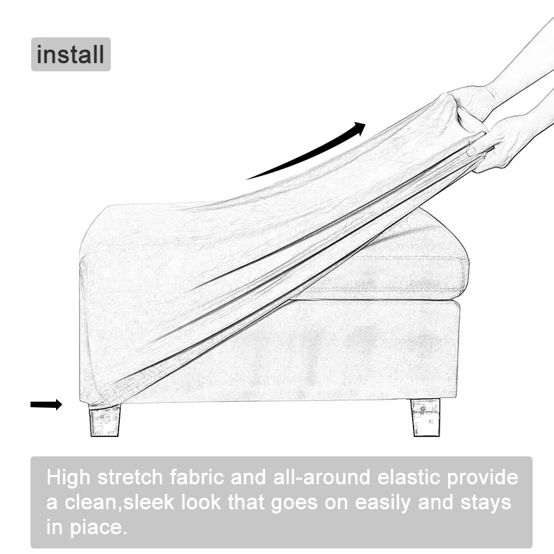 

Elastic Velvet Fabric Ottoman Footstool Cover Elastic Stretch Case Protector Washable Removable Sofa Foot Rest Stool Covers