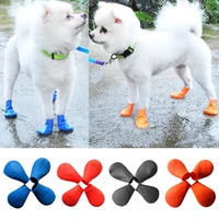 4pcsset pet rubber waterproof feet cover pet socks dog shoe covers non slip outdoor puppies rain shoes pet paw protector croche