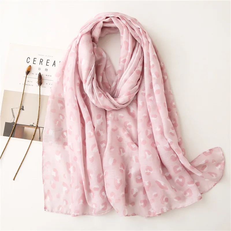 

Women Spain Fashion Sexy Pink Leopard Dot Viscose Shawl Lady Print Soft Wrap Pashmina Stole Bufandas Muslim Hijab Snood 180*90Cm