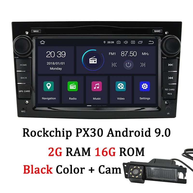 PX30 Black Camera AUTOTOP 2 Din Android 9,0 автомобильный DVD gps для Opel Vauxhall Astra Meriva Vectra Antara Zafira Corsa Agila " gps радио плеер без DVD - Цвет: PX30 Black Camera