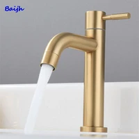 New Brushed Gold Bathroom Basin Single Hole Cold Handle Shower Head Faucet Bath For Kitchen Sink Water Tap Toilet Hardware 2021