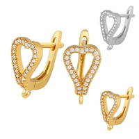 ocesrio handmade beads small heart zircon earrings hooks for women with stone crystal bohemian hollow out boho jewelry erha038
