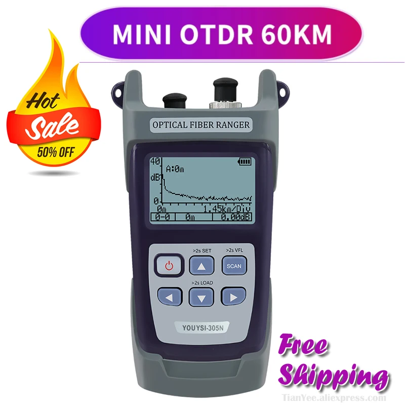 Мини OTDR YYS 305N 1550 нм 18 дБ + VFL 60 км волоконно оптический Волоконно рефлектометр