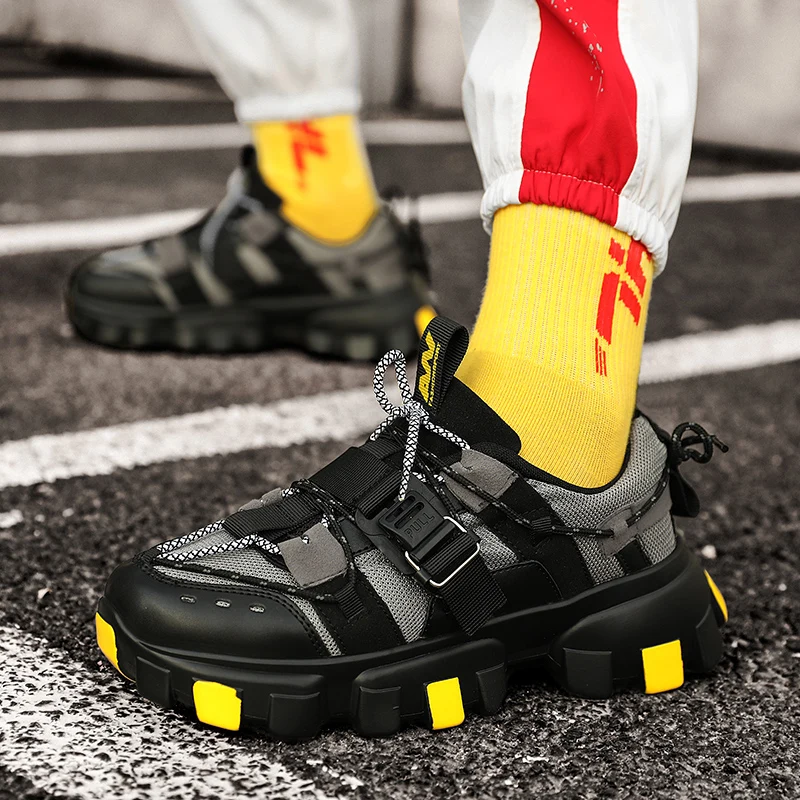 

Thick Sole Fashion Sneakers Men Tenis Masculino Buckle Breathable Men Shoes