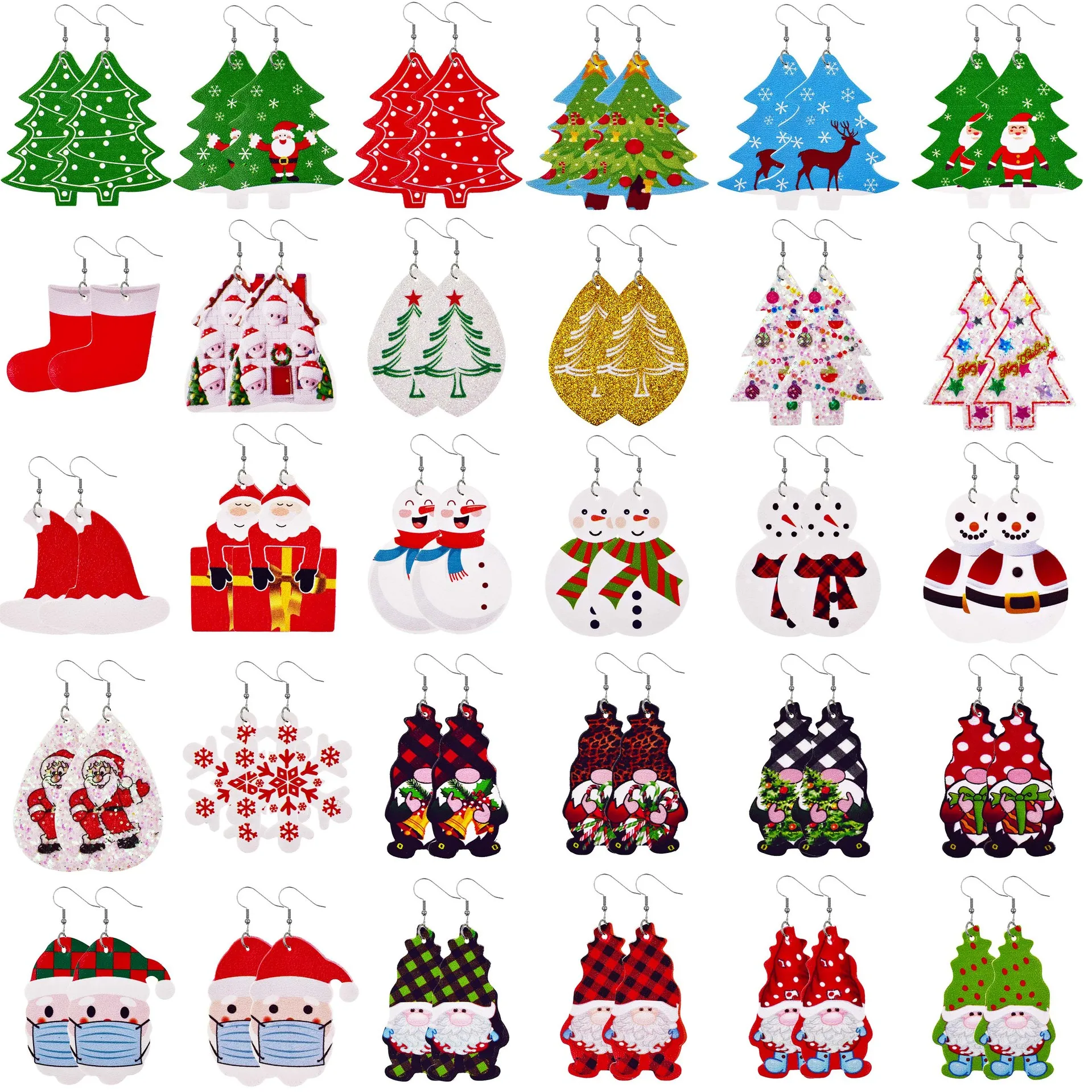 

Christmas Earrings Earrings 2021 Trend Dwarf Leather Earrings Christmas Hat Shoes Snowflake Earrings Christmas Gifts Wholesale