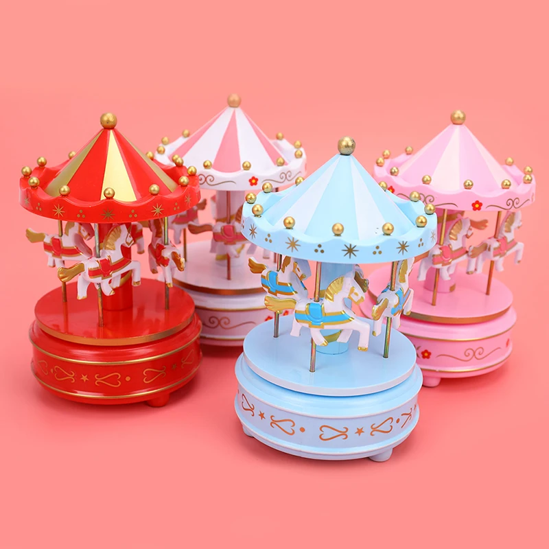 

1 x Merry-Go-Round Wooden Music Box Toy Child Baby Game Home Decor Carousel Horse Music Box Christmas Birthday Gift