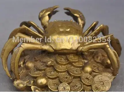 free shippingChinese fengshui copper brass wealth yuanbao money coin sea Crab lucky statue | Дом и сад
