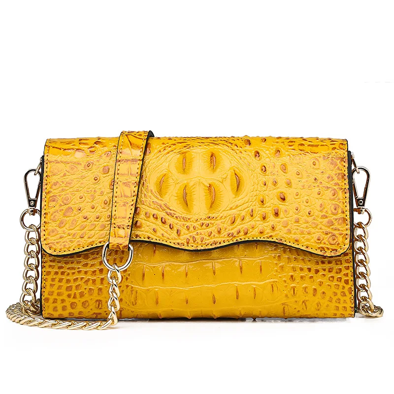 Корейская модная женская сумка с крокодиловым узором на одно плечо косая цепь