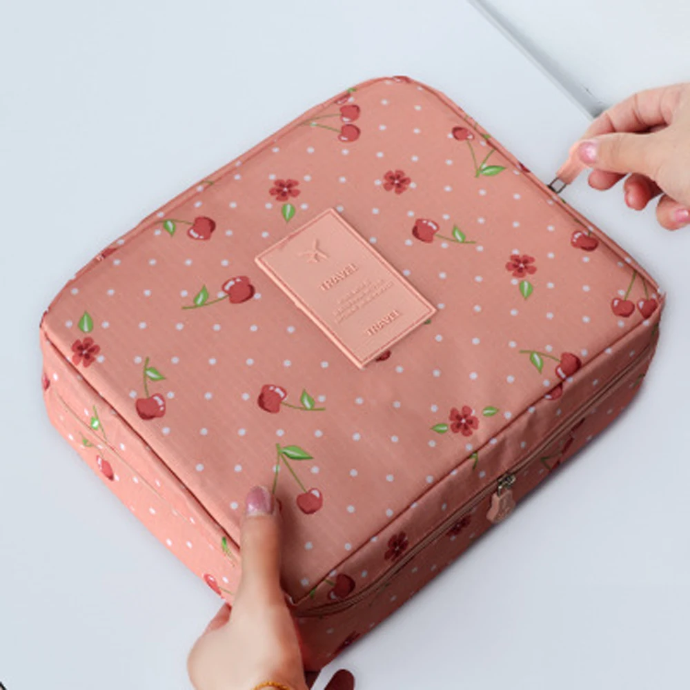Pink cherry Wuli Seven портативная дорожная Водонепроницаемая Большая вместительная сумка для путешествий первой необходимости, сумка для мытья, чехлы для женщин, подарок - Цвет: Pink cherry
