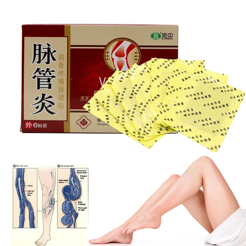 

6pcs/box Spider Veins Varicose Treatment Cream Plaster Varicose Veins Cure Patch Vasculitis Natural Solution Herbal Patches