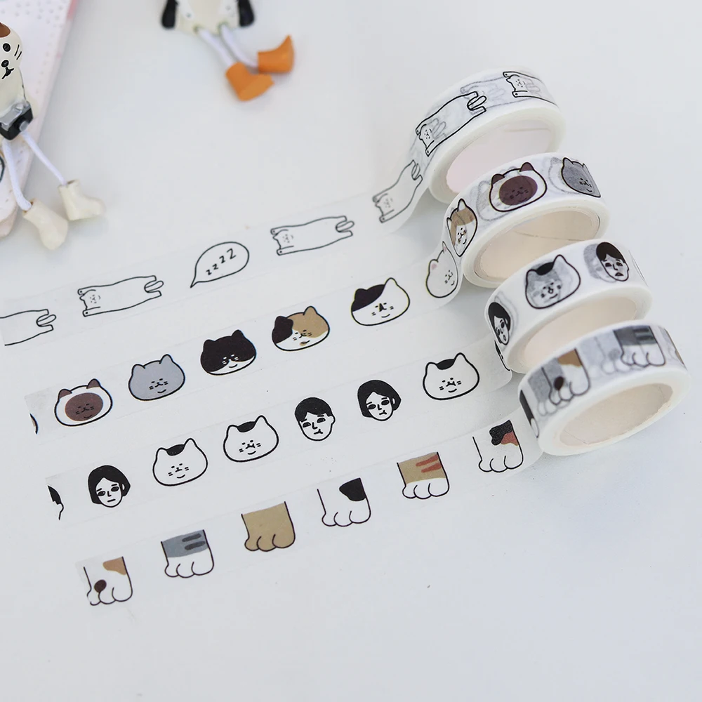 

1Pcs Kawaii Ins Japanese Cat Bear Masking Washi Tape Decorative Adhesive Tape Diy Scrapbooking Sticker Label Stationery