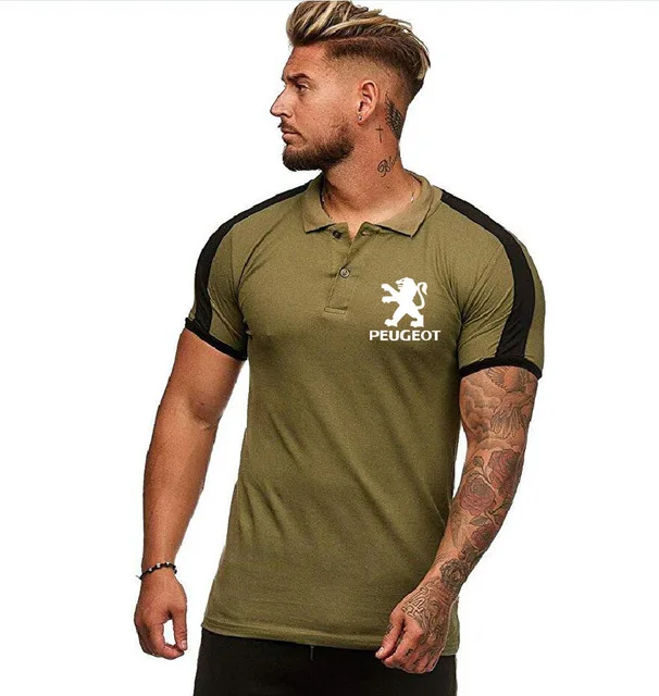 Мужская рубашка поло для Пежо с логотипом автомобиля летняя повседневная