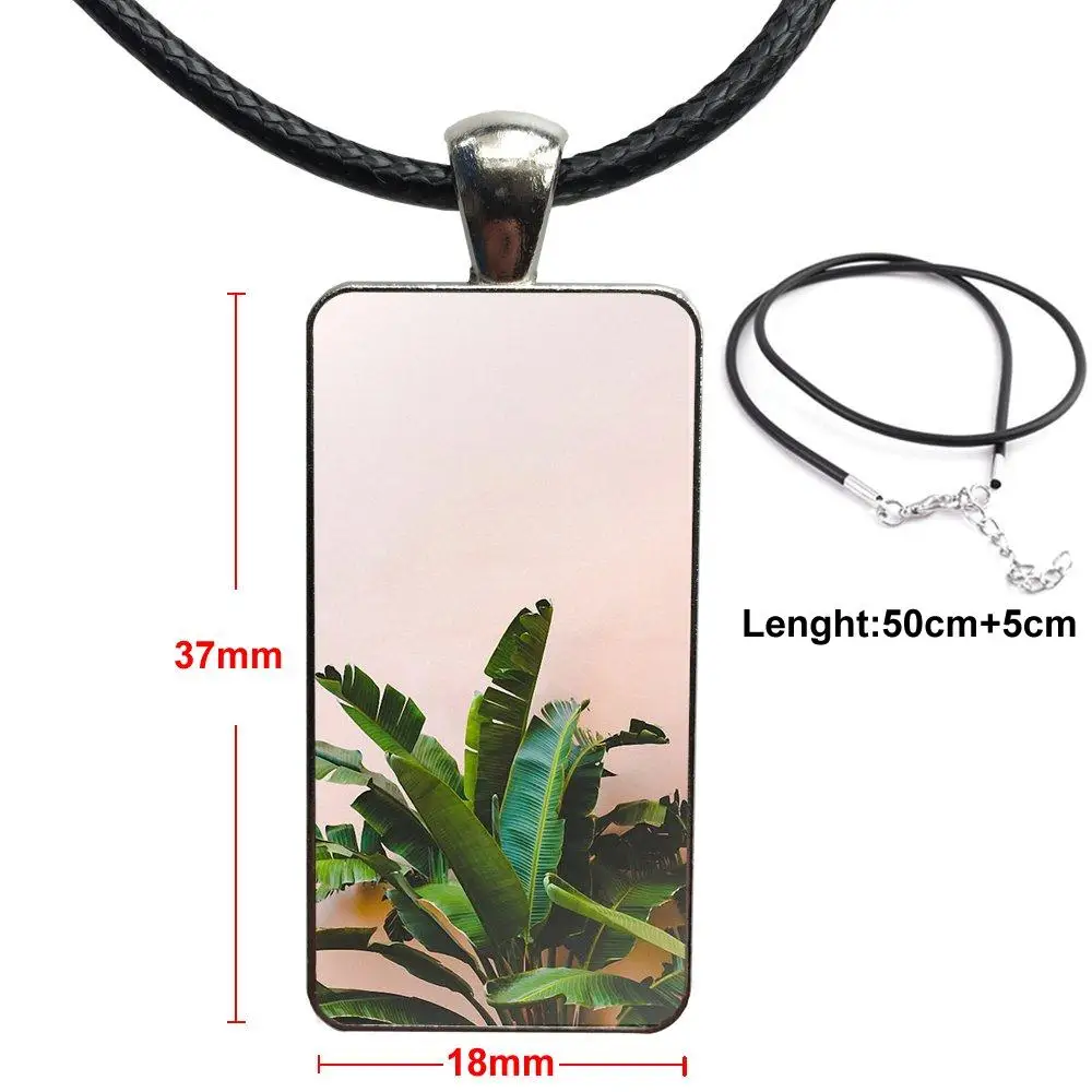 Банановый лист тропический для мужчин и женщин подарок стеклянный кабошон кулон