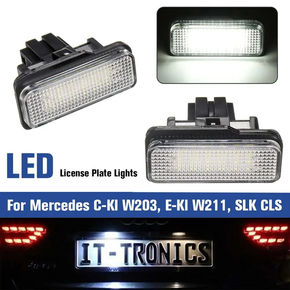

NEW 2pcs 12V LED 6000K Car License Plate Light LED Number For Mercedes for Benz C-Kl W203, E-Kl W211, SLK CLS