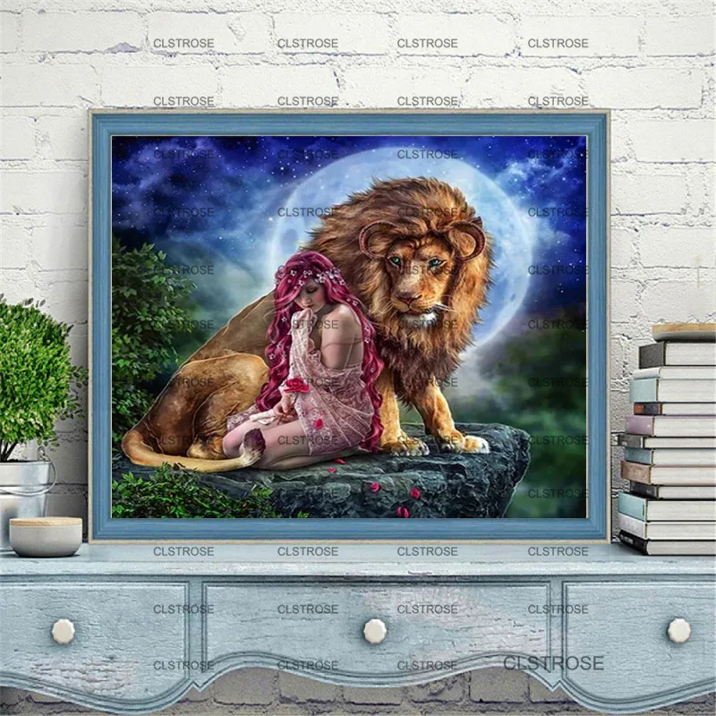 

Colorful Animal Lion Home Diamond Decoration Painting Square Diamond Round Diamond Diy Art Gift for Bedroom Living Room