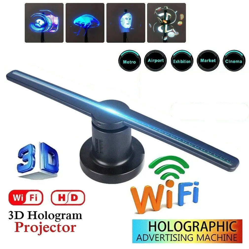 

224 Lamp Beads Naked Eye 3D LED WiFi Holographic Projector Display Fan Hologram Advertising Player 16G Memory