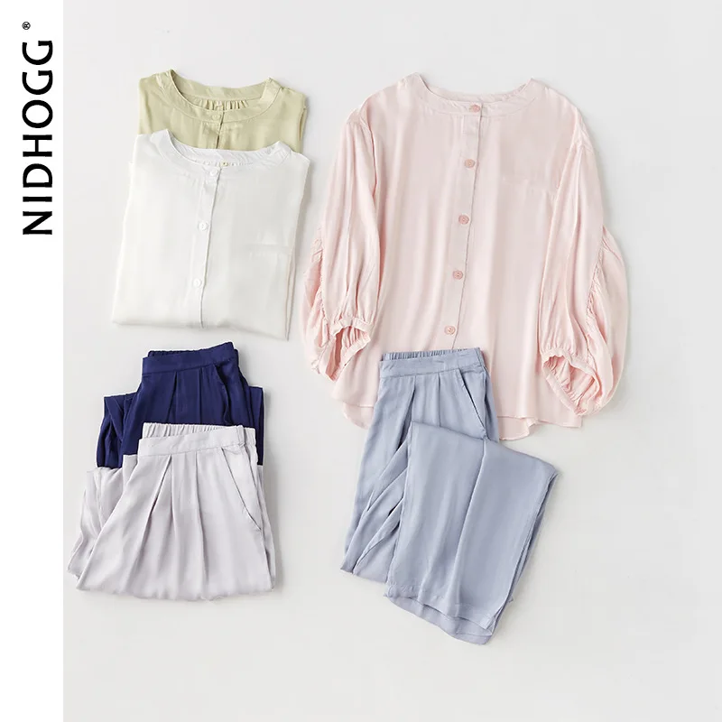 Пижама с феей Женская универсальная атласная винтажная рубашка мешковатые штаны