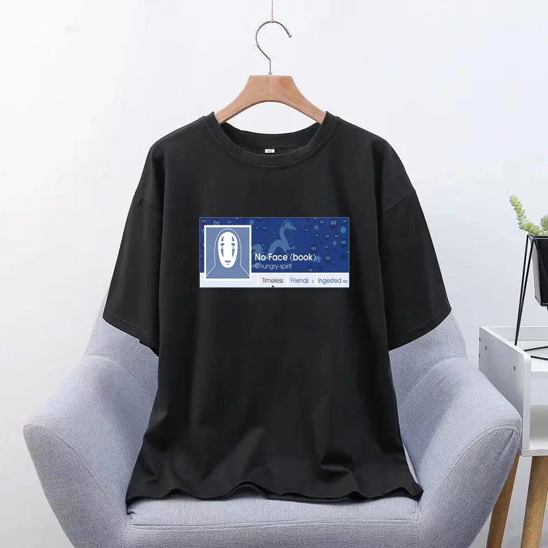 

Women's Cotton Short Sleeve Japan T-Shirts Totoro Hayao Miyazaki Anime Spirited Away Print T Shirt Fairy Grunge Grunge Clothes