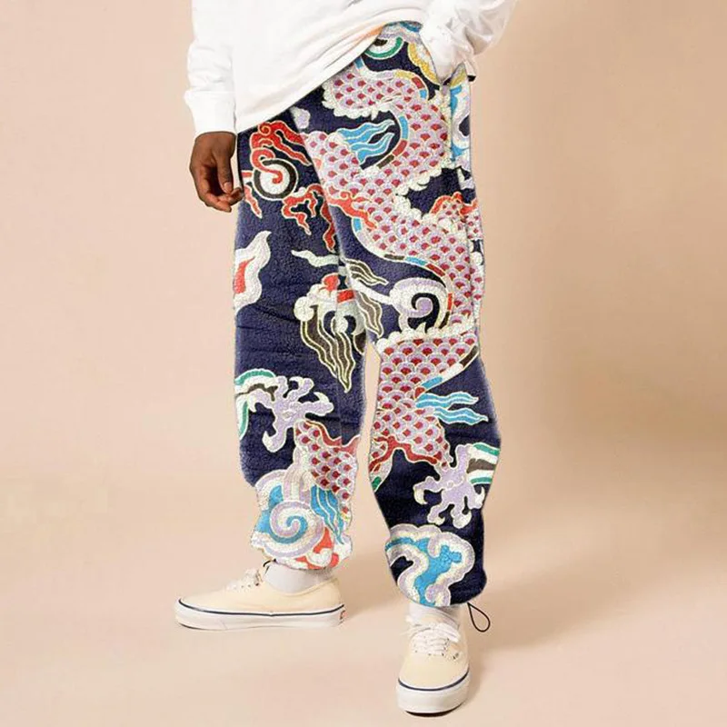 

2021 new style men's loose printed casual trousers graffiti printed men's trousers casual hip-hop straight-leg pants streetwear