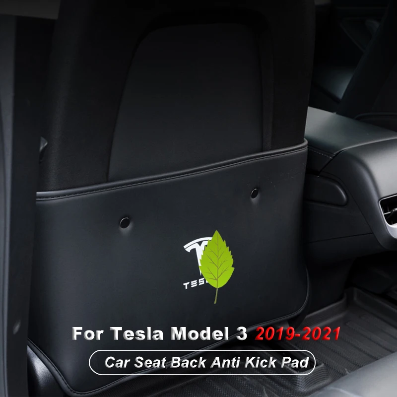

Car Seat Anti Kick Protector Pad For Tesla Model 3 2019-2021 Interior Accessories Leather Rear Seat Protection Mat With Logo
