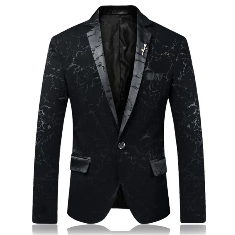 New men's suit British nightclub style slim print color matching hair stylist blazers летний костюм мужской wedding jackets