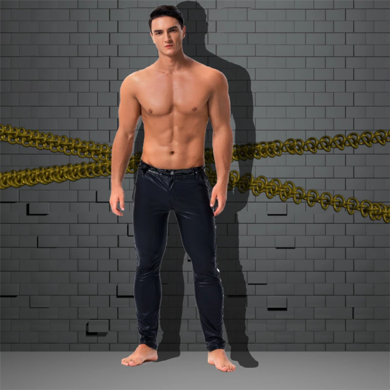 Сексуальные мужские крутые штаны AIIOU из искусственной кожи новинка черные