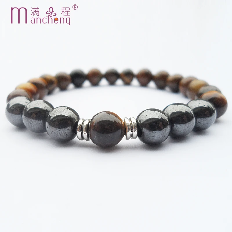 

Natural Stone Tiger's Eye Hematite Charm Pulsera Hombre For Women Period Fitness Sleep Tracker Health Bracelets Man Jewelry