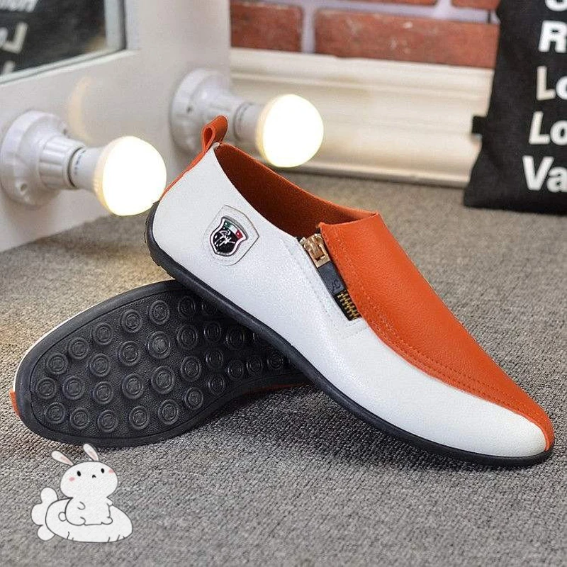 Туфли мужские из натуральной кожи без шнуровки плоская подошва повседневная