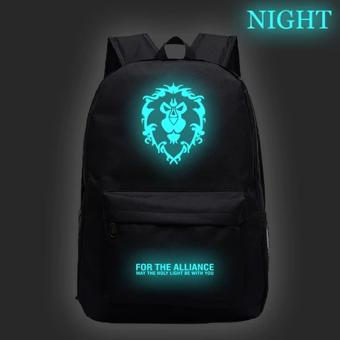 Светящийся рюкзак World of Warcraft для мужчин и женщин, детские дорожные сумки для книг, школьные ранцы для мальчиков и девочек для ноутбука