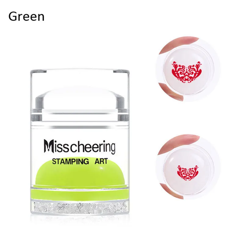Двухсторонний силиконовый штамп для ногтей со скребком зеленый прозрачный набор