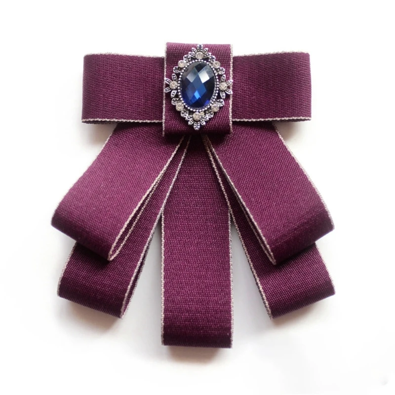 

Fashion Ribbon Bow Tie Rhinestone Crystal Brooch Pin Wedding Adjustable Bowties