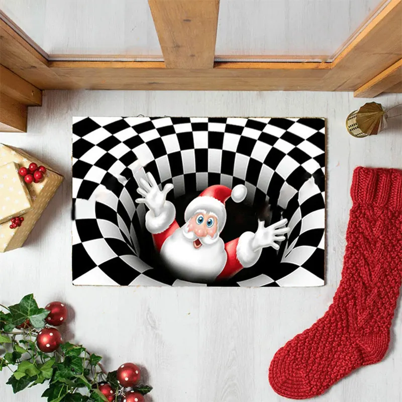 

Newl Christmas 3D Illusion Doormat Anti-Slip Floor Mat Bedside Area Rugs for Bedroom Living Room Children Room Decor Rug TE889