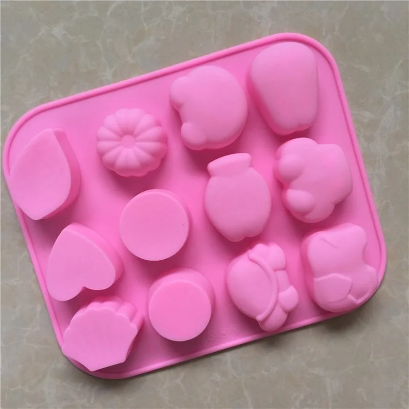 

12 Multi-shape Silicone Jelly Molds Aromatherapy Cake Mold Rice Cake Mold High Temperature Resistance