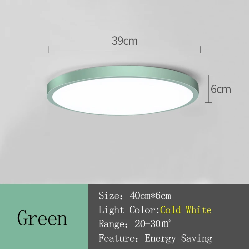 Green Cover 39cm Современный светодиодный потолочный светильник, AC165-265V потолочный светильник, круглый подвесной светильник для гостиной, светильник для дома - Цвет корпуса: Green Cover 39cm