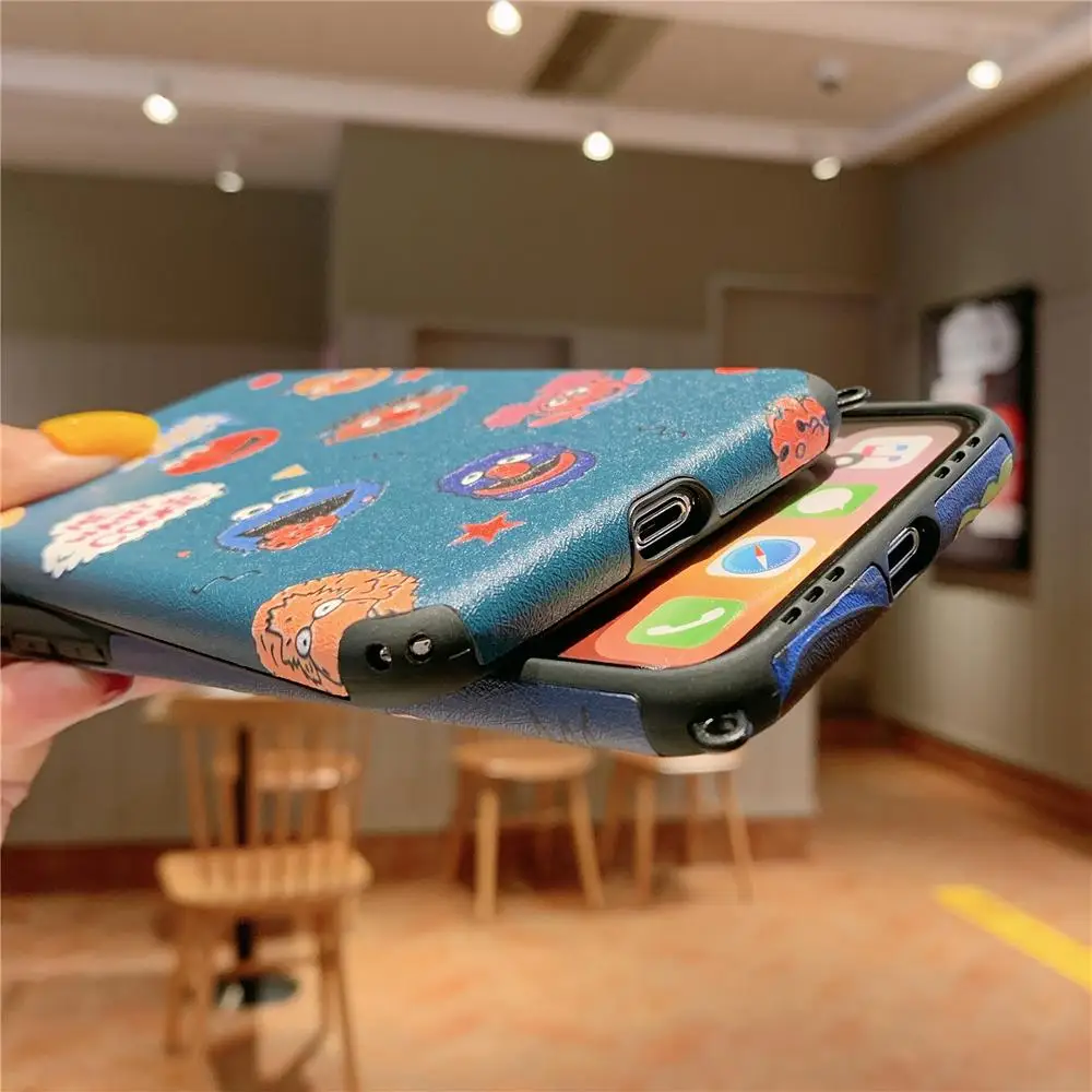 Шнурок для ожерелья милый мультфильм 3D Забавный кунжут Монстр синий чехол iPhone X 8 7