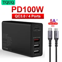 TQUQ 100 Вт 4-портовая быстрая зарядная станция с Type C PD, быстрое зарядное устройство для MacBook,Dell,Lenovo, iPhone12/11/XS,Galaxy