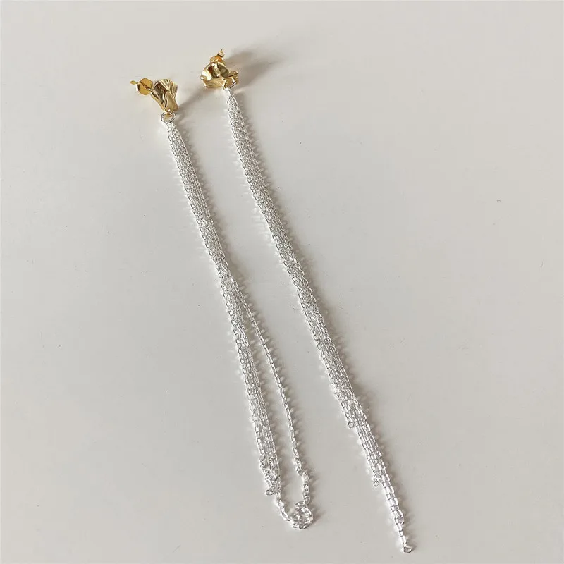

RUIYI Real 925 Sterling Silver Women Fashion Long Tassel Earrings Punk Female Simple Delicate Drop Earrings Lover Gift Jewelry