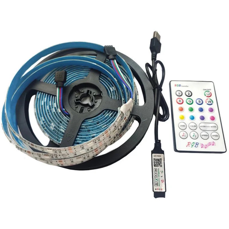 

Цветная светодиодная лента RGB с USB и Bluetooth для подсветки телевизора, фоновое украшение, компьютерный экран, интеллектуальное управление свет...