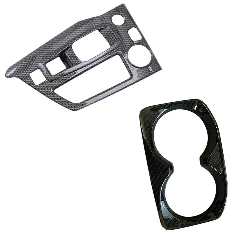 

For Peugeot 5008 3008 GT 2016 2017 2018 Carbon Fiber Gear Shift Panel Cover & Car Water Cup Holder