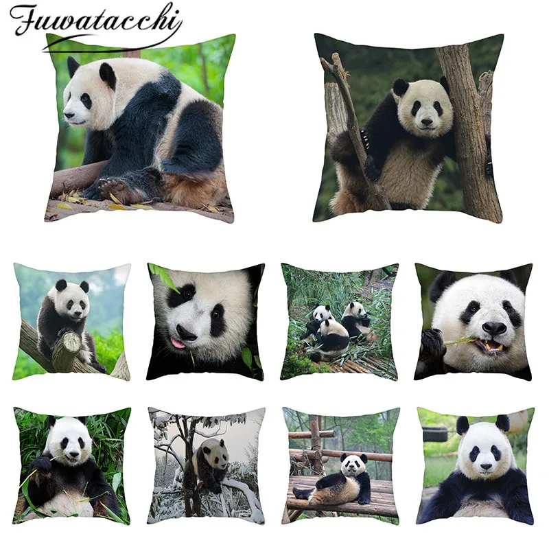 Fuwatacchi 45*45 см Милая панда Фото Чехлы для подушек Рождество Новый год декор