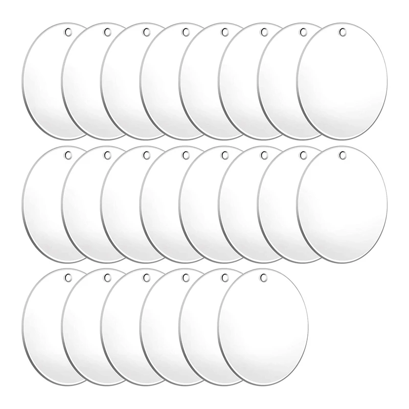 

22 Pieces Acrylic Blanks Clear Ornaments Blanks Acrylic Round Circle Disc with Hole Acrylic Blank for Keychain