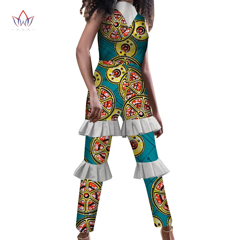 

Africa ankara African Clothing For Women Casual Women One Piece Outfits Jumpsuits Sleeveless Sexy Strapless Pant Suit WY3350