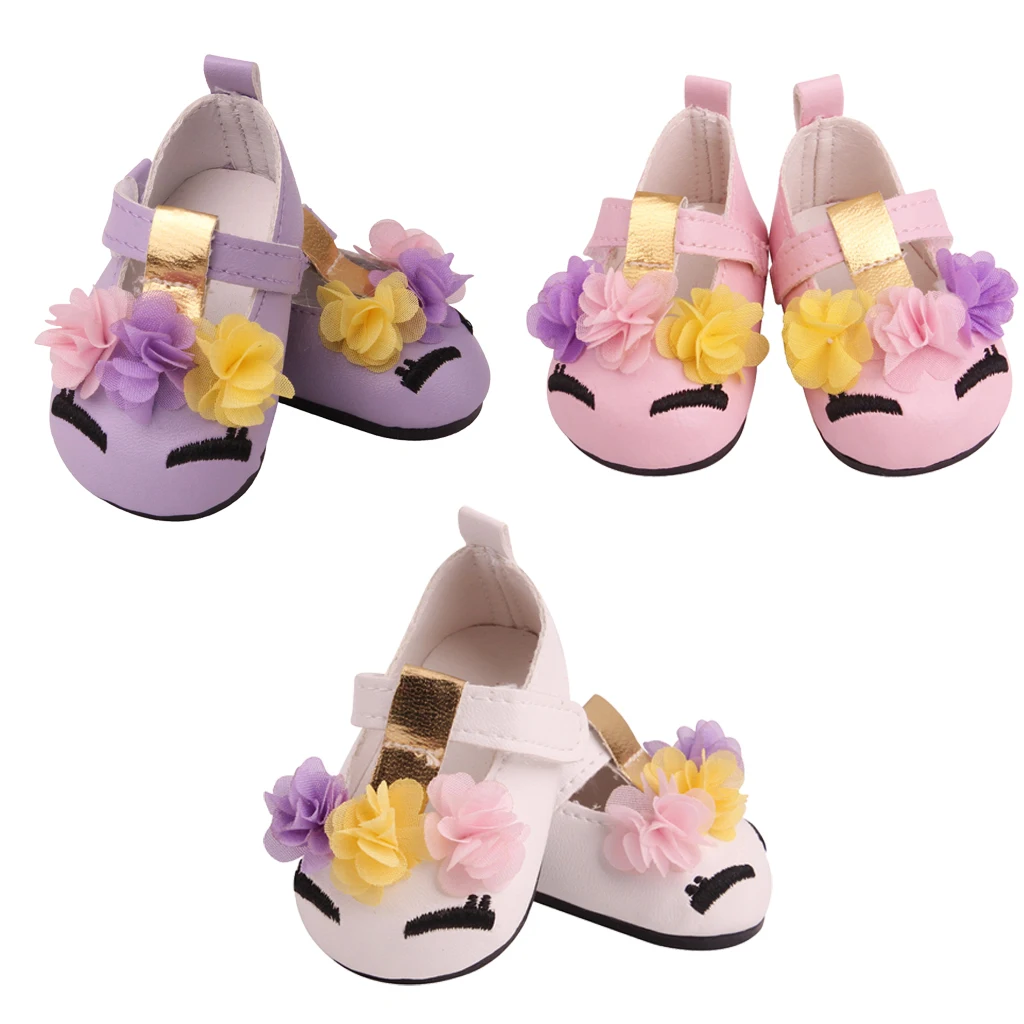 

Модная кукольная обувь из искусственной кожи с ремешком на щиколотке, обувь из искусственной кожи с цветком, аксессуары для кукольной одежд...