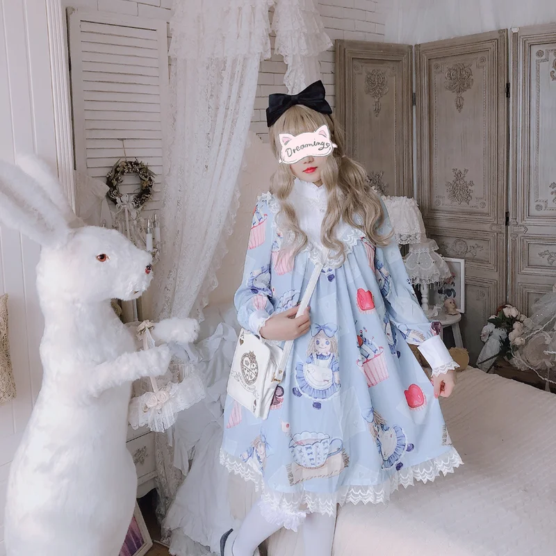 Милая кукла ~ платье лолиты с милым принтом повседневное шифоновое от Diamond