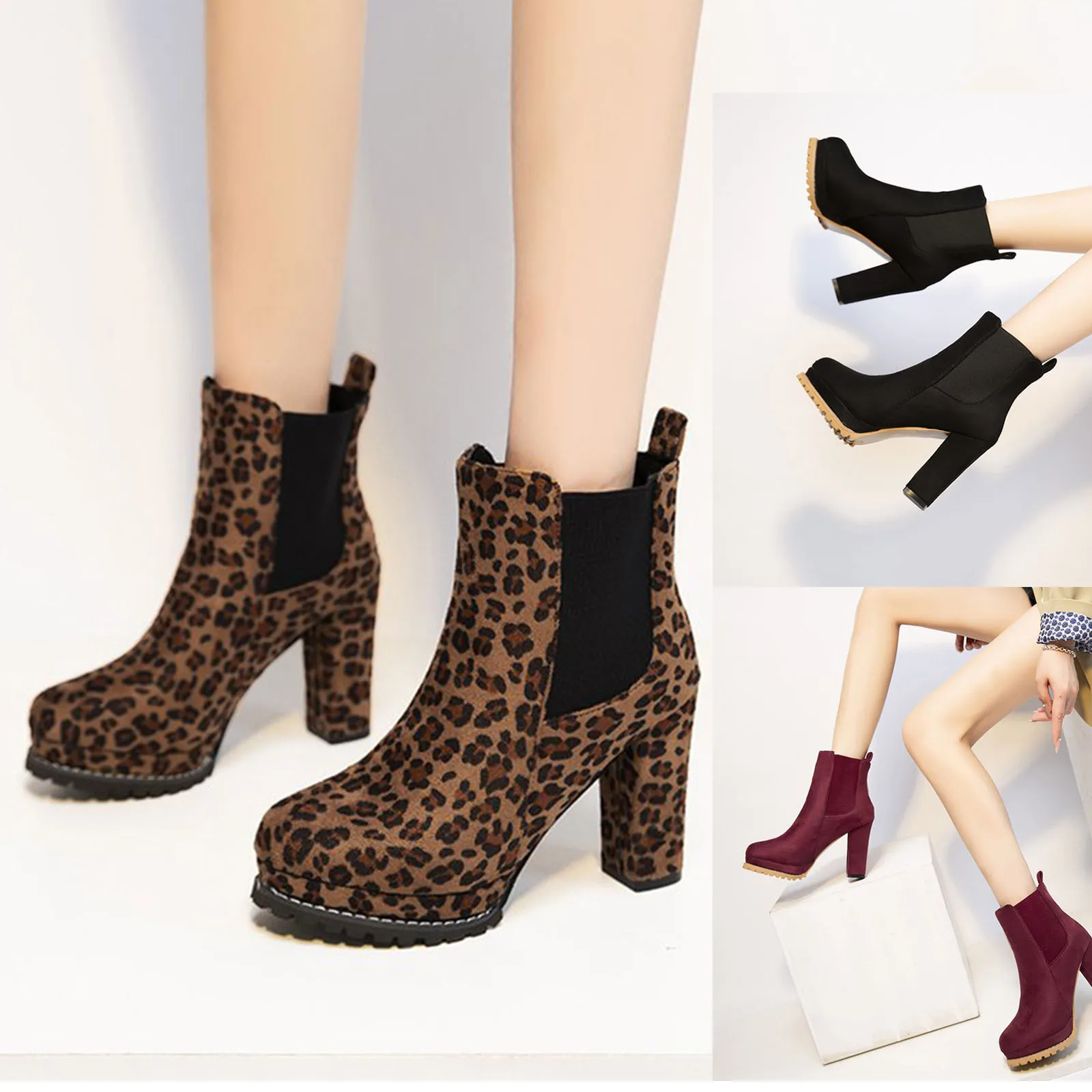 

Женские зимние ботинки на толстом каблуке, с низким рукавом